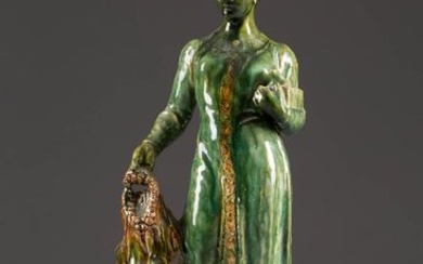 A CERAMIC FIGURE OF THE MISTRESS OF THE COPPER MOUNTAIN