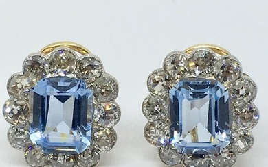 18 kt. Gold - Earrings - 9.24 ct Topaz - Diamond