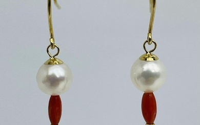 18 kt. Gold - Earrings Akoya Pearl