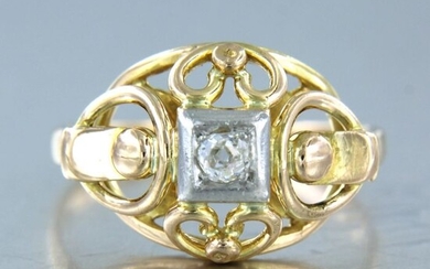 18 kt. Pink gold, White gold - Ring - 0.12 ct Diamond