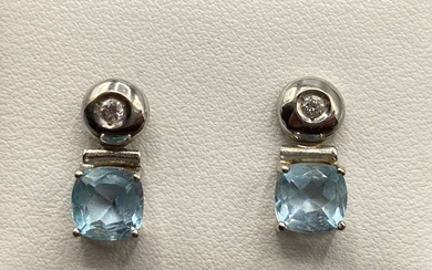 18 kt. White gold - Earrings Diamond - Topazs