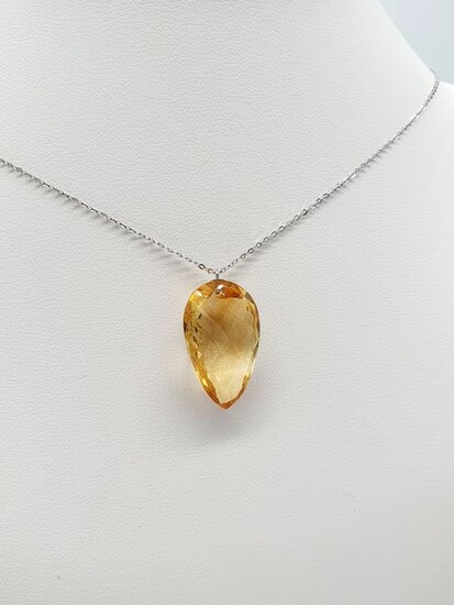 18 kt. White gold - Necklace with pendant - 20.70 ct Quartz