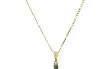 18 kt. Yellow gold - Necklace with pendant - 1.00 ct Sapphire