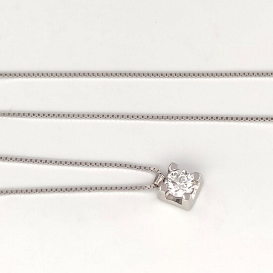 18 kt.White gold - Necklace with pendant - 0.33 ct Diam