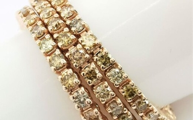 1.80 ct vvs fancy mix color diamonds eternity tennis bracelet - 14 kt. Pink gold - Bracelet - 1.80 ct - AIG certified no reserve