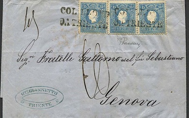 1860, Austria, lettera da Trieste per Genova del 16 ottobre 1860