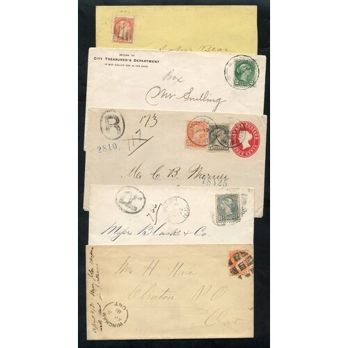1870-97 Small Queen's covers (8), two registered, five have ...