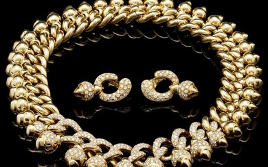 18K Gold & Diamond Demi-Parure Pigne Choker & Earrings