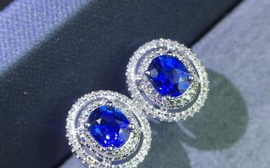 18K Yellow Gold 0.95ct Sapphire & Diamond Earrings