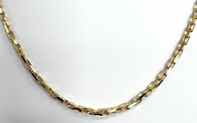 18K yellow gold rectangular links model necklace 55 cm long...