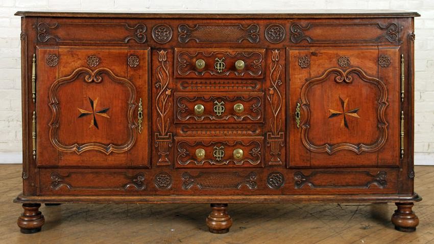 18TH CENT. FRENCH OAK AND CHERRY SIDEBOARD INLAID