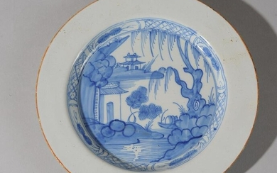 18th C. English Delft Chinoiserie Plate