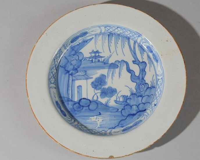 18th C. English Delft Chinoiserie Plate