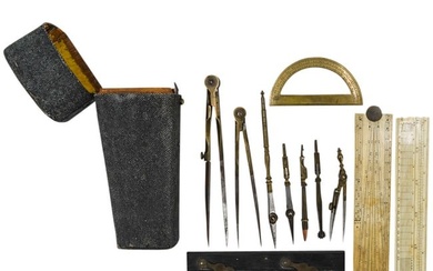18th Century Architect's Tools In Rayskin Case