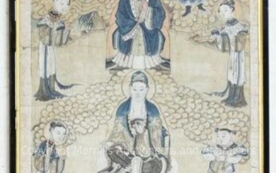 18th c Chinese Watercolor on Paper Scroll