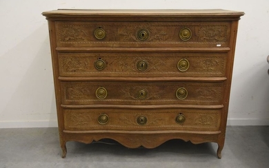 18th century carved oak crossbow chest of drawers...