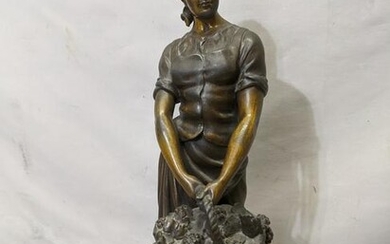 1906 AJ Scotte Spelter Bronze Les Vendanges Lady