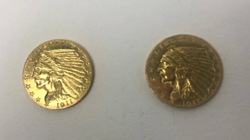 1911 Two and a Half Dollar Gold Coins