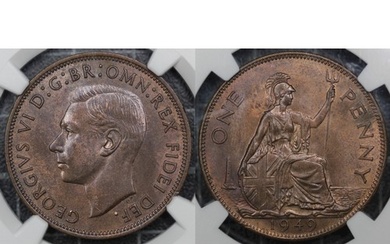 1949 Penny, NGC MS64BN, George VI. An attractive example wit...