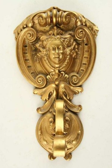 19th C. French Gilt Bronze Figural Door Knocker