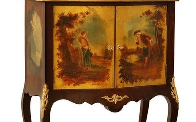 19th C. French Hand Painted Vernis Martin Cabinet