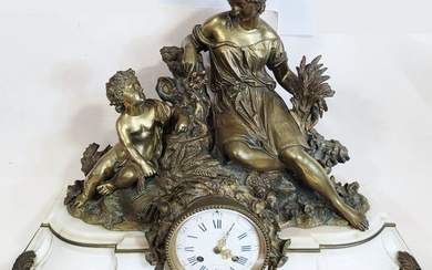 19th C. Gilt Bronze & Marble Figural Clock