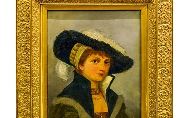 19th Cent. (American School) Oil on Canvas Portrait Painting