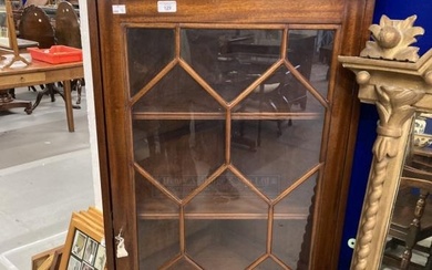 19th cent. Mahogany astragal corner display cabinet on three...