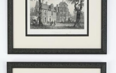 (2) 19th c. French engravings of homes in Normandy