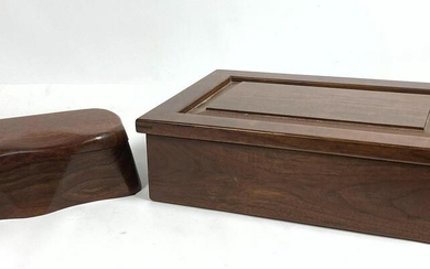 2 Artisan Wood Dresser Jewelry Boxes. 1 Signed JOHN PO