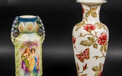 2 Continental Porcelain Vases