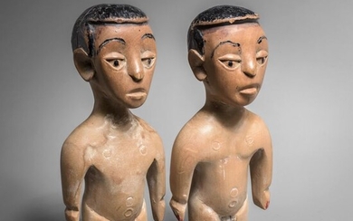 2 Old Venavi Twins - Wood - Agbagli Kossi - Ewe - Togo - 23 cm