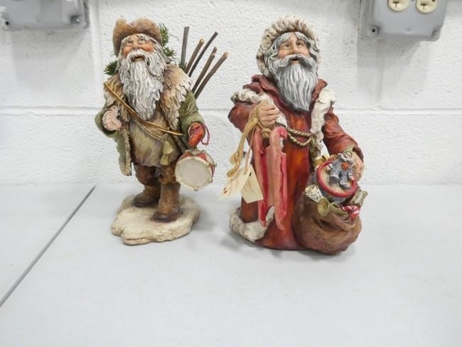 2 Resin Santa Claus Christmas Figurines