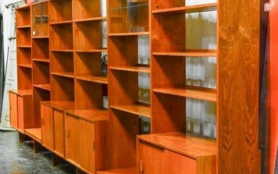 2 Three Bay Mid Century Modern Wall Units / Bookshelves