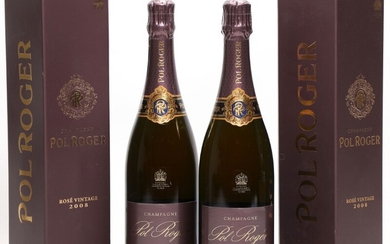 2 bts. Champagne Rosé, Pol Roger 2008 A (hf/in). Oc.
