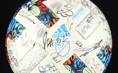 2022 Dynamo Game-Used Adidas Soccer Ball Team-Signed by (23) with Marcelo Palomino, Daniel Steres, Adam Lundqvist, Sam Junqua (Beckett & Fanatics)