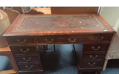 20TH CENTURY MAHOGANY TWIN PEDESTAL DESK WITH LEATHER INSET ...