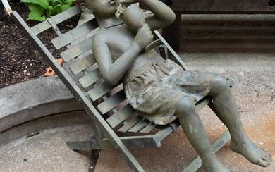 20th Century Bronze Sculpture of a Boy Sipping Lemonade