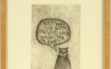 T. SPEER ETCHING ON PAPER THE ALPHABET CAT