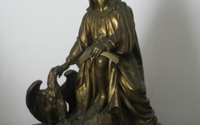 Jean-François-Théodore Gechter (1795-1844) - Bronze sculpture of Saint John with Eagle - first half of the 19th century