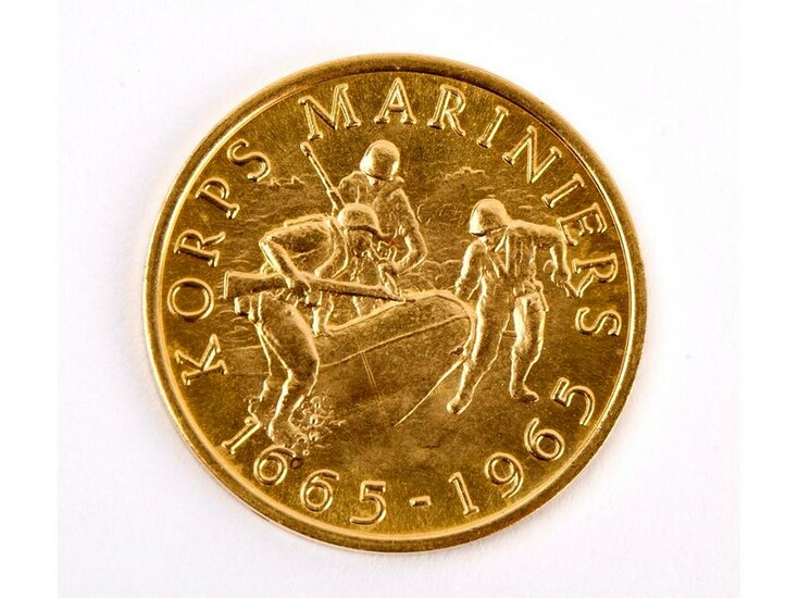 22K Gold Coin, 1965 Dutch Korps Mariniers Coin