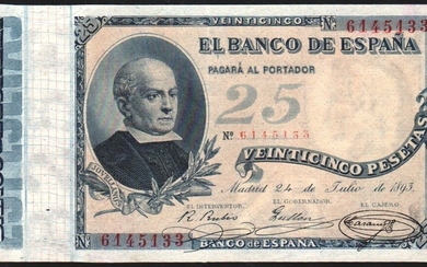 24 de julio de 1893. 25 pesetas. EBC. Buen ejemplar