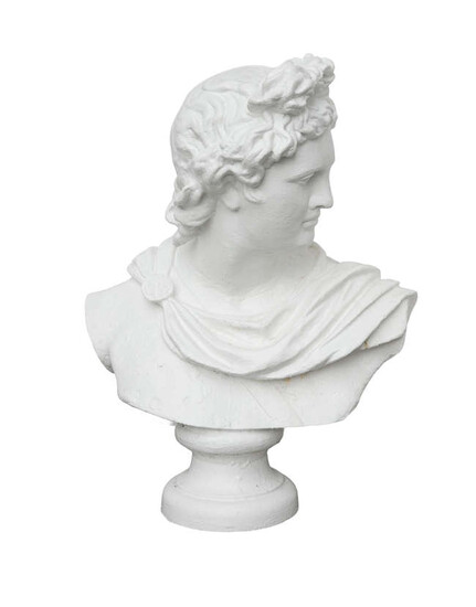 A 19TH CENTURY PAINTED CAST IRON BUST OF...