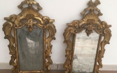 Pair of Venetian mirrors (2) - Rococo - Gilt, Wood - 18th century