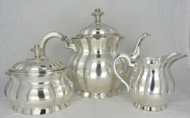 Tea service (3) - .835 silver - Pochon Frères & Co - Switzerland - 1910-1920