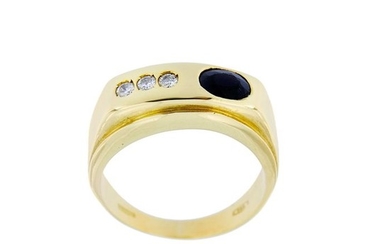 18 kt. Yellow gold - Ring - 0.50 ct Sapphire - Diamonds