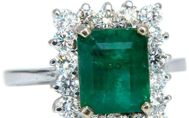 3.85 Carat Natural Halo Emerald Ring 14 Karat