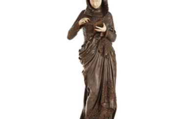ALBERT-ERNEST CARRIER-BELLEUSE (1824-1887) Sculpture chryséléphantine en bronze à...
