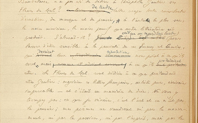 [BAUDELAIRE, Charles (1821-1867)] - GIDE, André (1869-1951). Charles Baudelaire. Préface pour une nouvelle édition des ''Fleurs du Mal''. Manuscrit autographe (c. 1916).