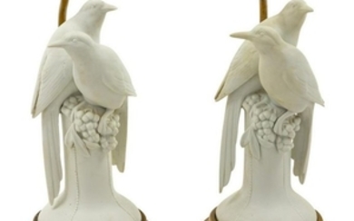 A Pair of Ceramic Bird Figural Groups 20TH CEN